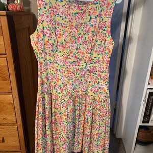 Laura Ashley Yellow Floral Sleeveless Sundress RARE FIND